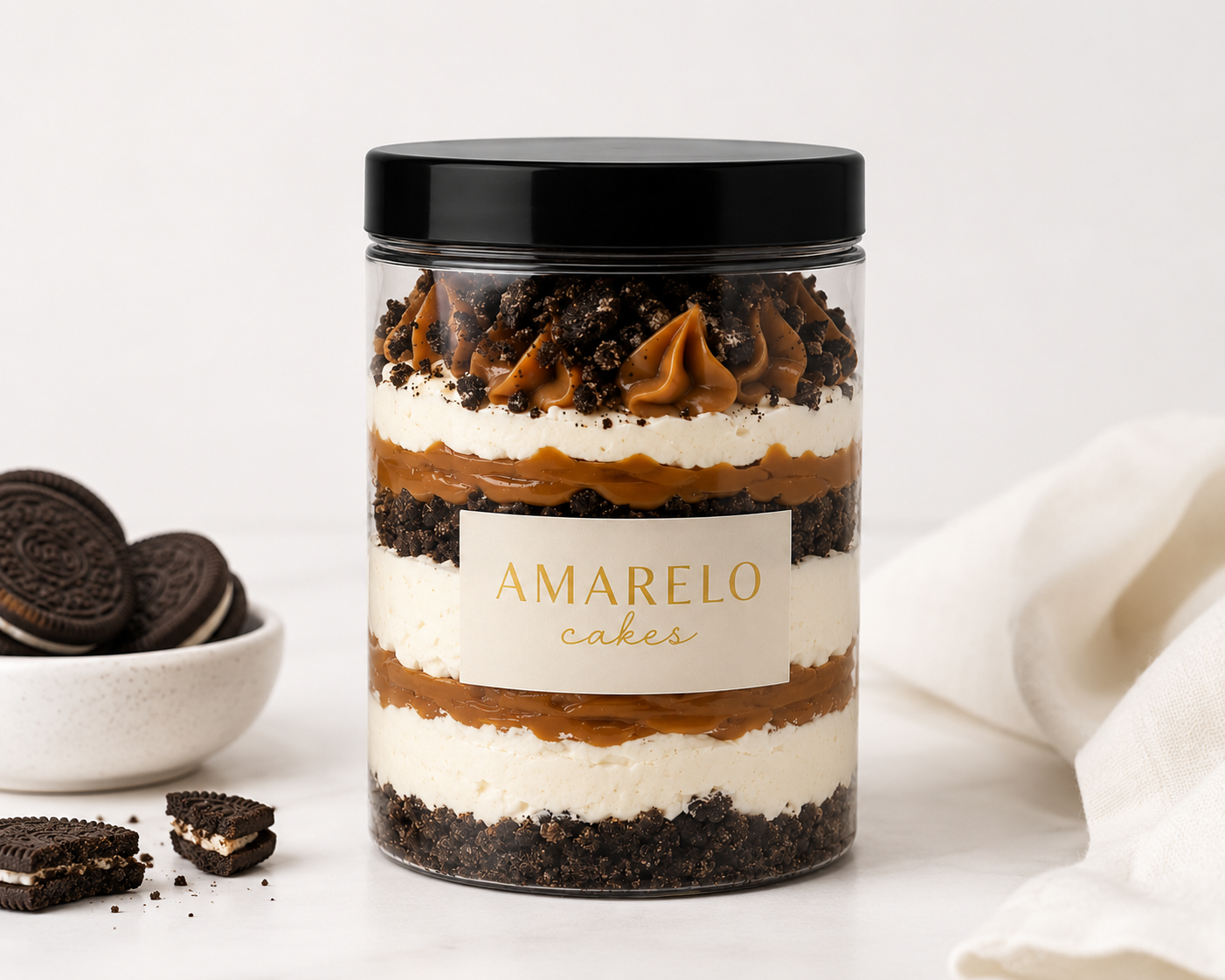 Cookies & Cream Cake Jar — Oreo, Dulce de Leche & Vanilla Cream | Handcrafted in Las Vegas