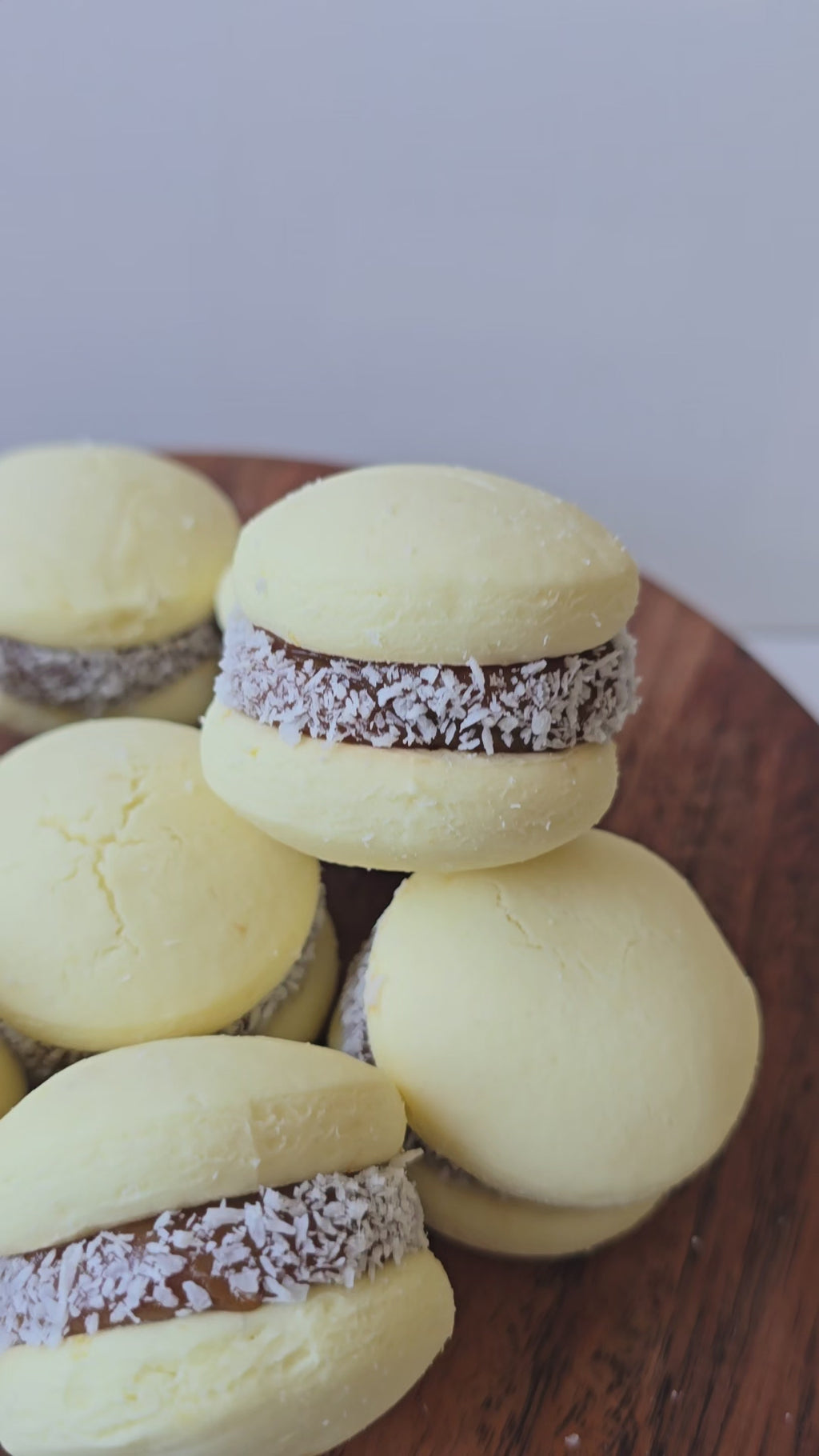 Premium Argentine-style alfajor filled with dulce de leche and coconut.